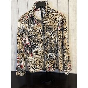 Weekends by Chico's Women's Zip Jacket 2 Floral Print Lightweight Fall Jacket